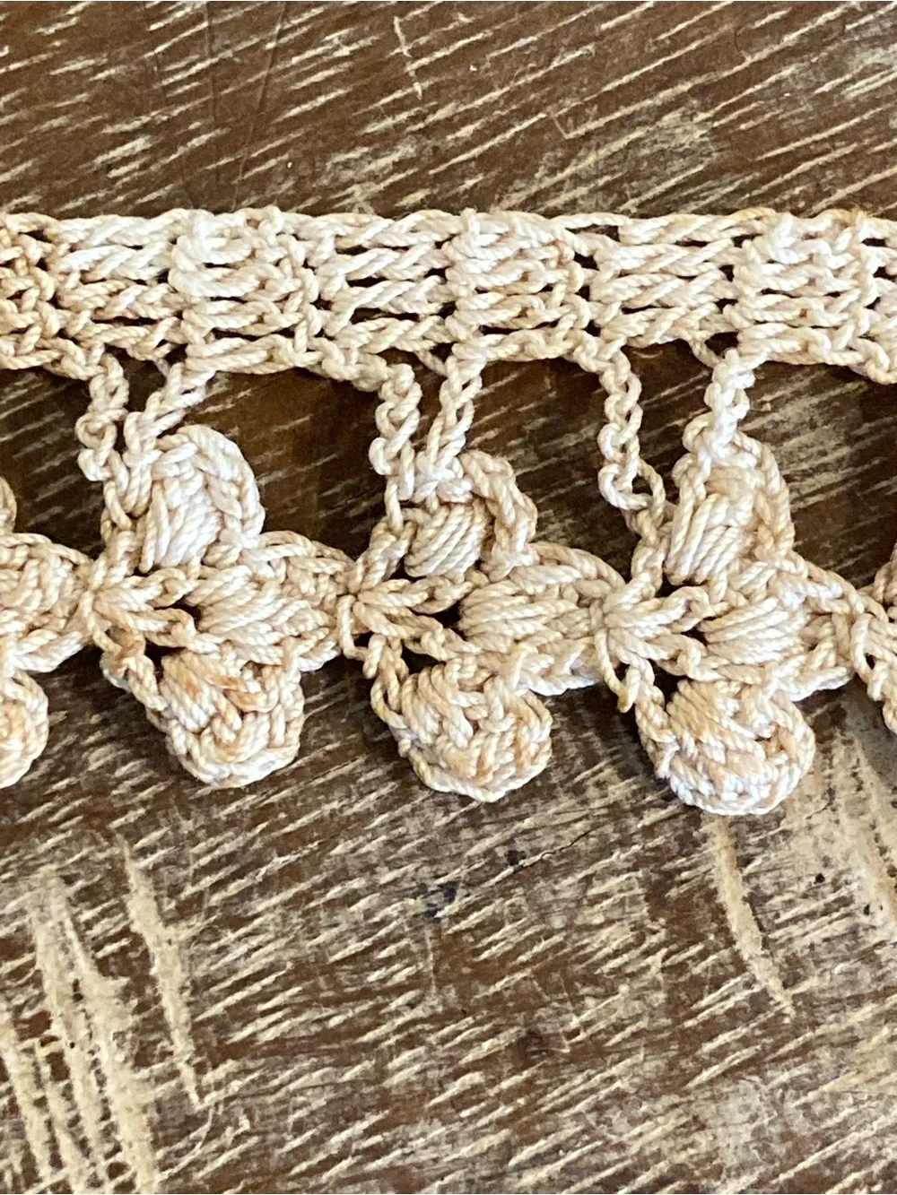 Vintage Crochet Trim Lace - Beige & Brown 39”